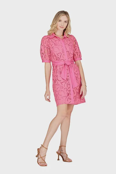 Pink Lace Shirt Dress