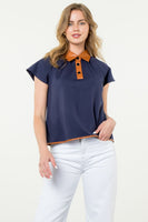 Collared Short Sleeve Top