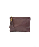 Croc Embossed Leather Clutch