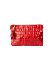 Croc Embossed Leather Clutch