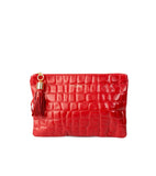 Croc Embossed Leather Clutch