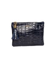 Croc Embossed Leather Clutch