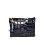 Croc Embossed Leather Clutch