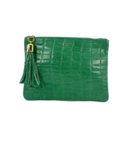 Croc Embossed Leather Clutch