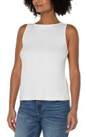 Sleeveless Boat Neck Rib Knit Top