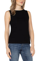 Sleeveless Boat Neck Rib Knit Top