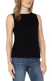 Sleeveless Boat Neck Rib Knit Top