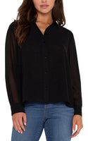 Woven Shirt with Pleat Back Detail