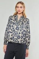 Patterned Split Neck Blouse