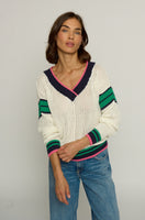 Varsity Stripe Mesh Sweater