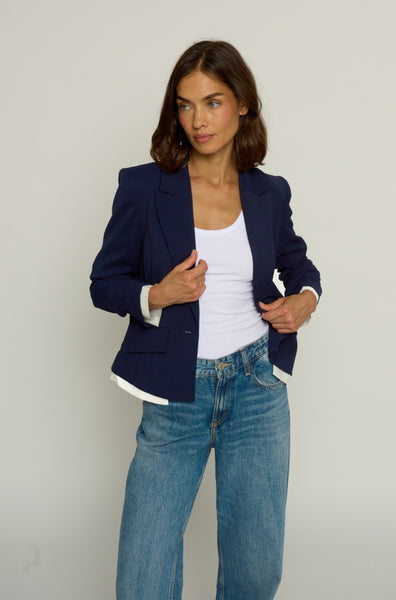 Scrunched Sleeve Blazer with Shirting