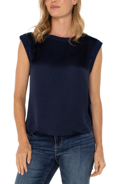 Sleeveless Woven To Knit Top