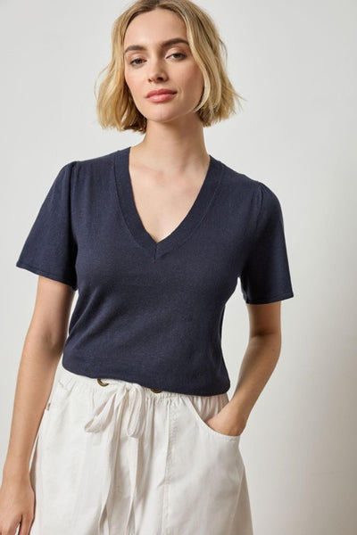 Short Sleeve V-Neck Sweater