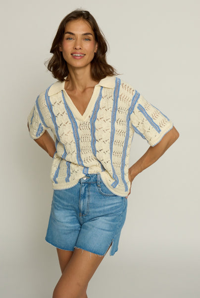 Novelty Stitch Polo Pullover