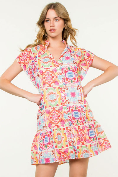 Print Button Up Dress