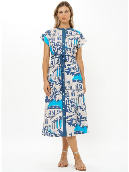 Cap Sleeve Midi Shirt Dress