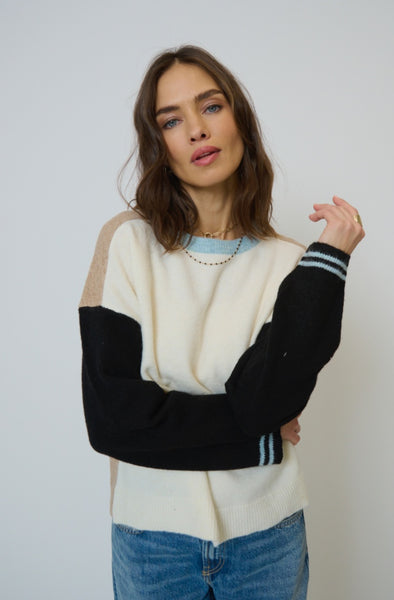 Ash Color Blocked Crewneck