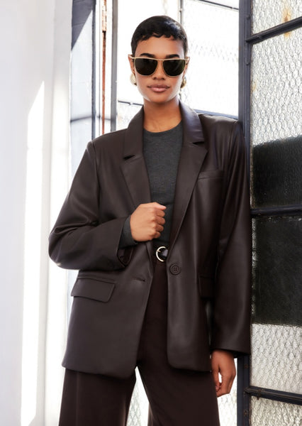 Regan Faux Leather Blazer