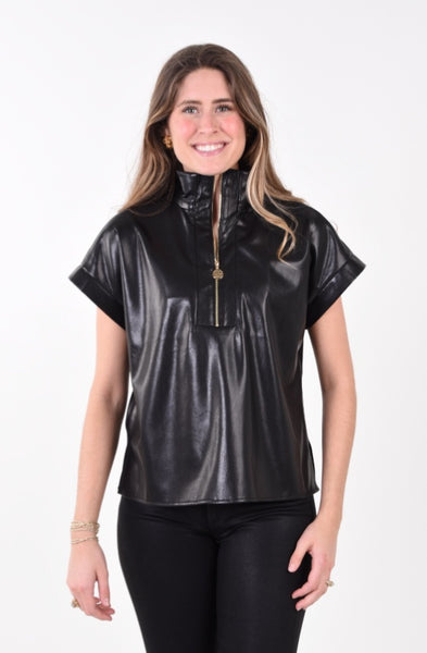 Poppy Faux Leather Pullover