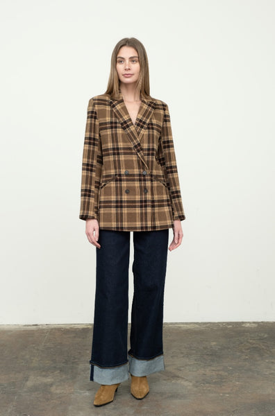 Check Pattern Mid Length Jacket