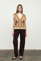 Jacquard V-Neck Sleeveless Vest