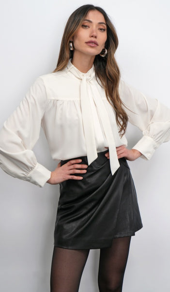 Grace Wrap Vegan Leather Skort
