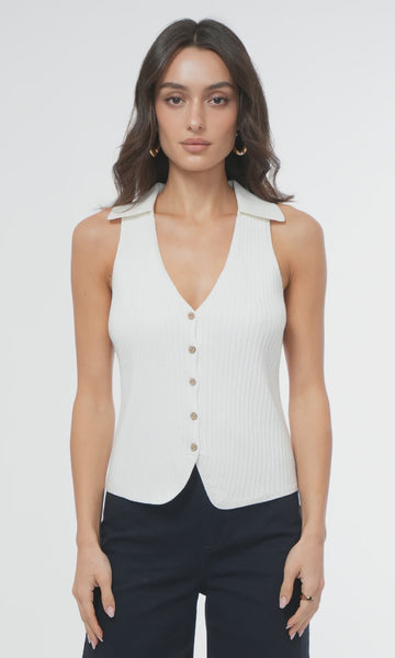 Tatiana Collared Knit Vest