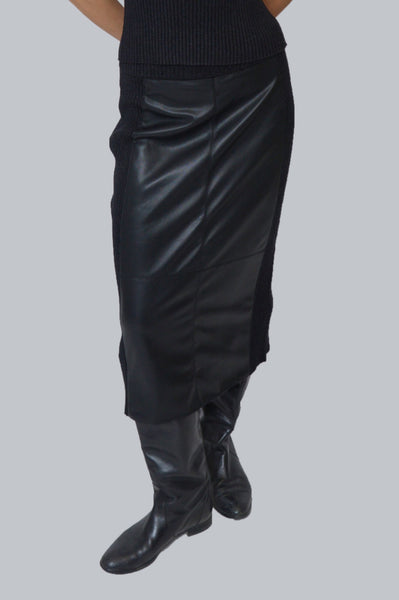 Milan Vegan Leather Combo Skirt