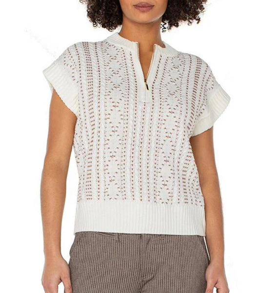 Cap Sleeve Dolman 1/2 Zip Sweater