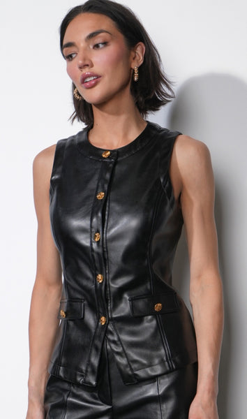 Micah Faux Leather Longline Vest