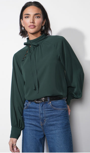Liv Mock Neck Tie Blouse
