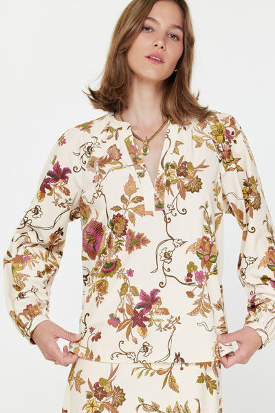 Pleat Detail Floral Top