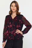 Floral Jacquard Button Front Top
