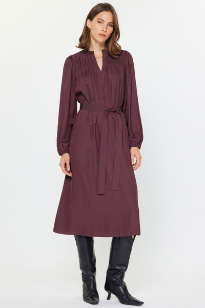 Self Tie Long Sleeve Midi Dress
