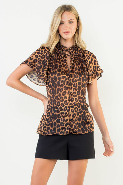 Flutter Sleeve Cheetah Top