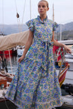 Ruffle Collar Button Maxi Dress