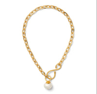 Gold Pearl Hook Necklace