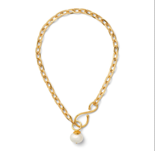 Gold Pearl Hook Necklace