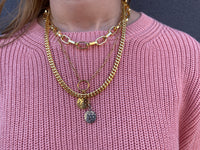 Two Discs with CZ Chips Necklace (middle necklace)